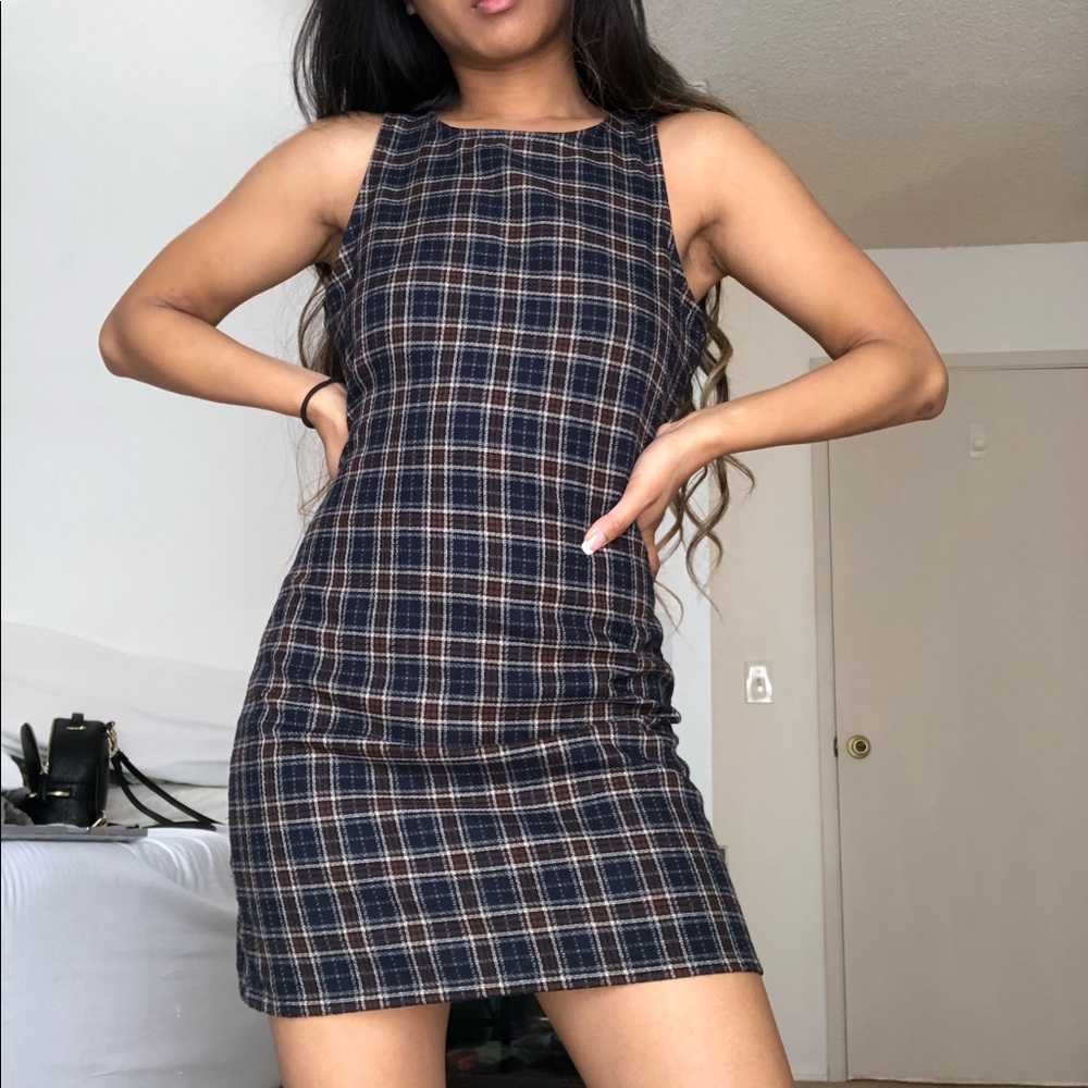 Plaid Bodycon Zip Up Brandy Melville Dress